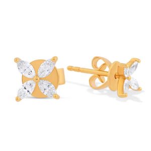 Flower design marquise style diamond earrings