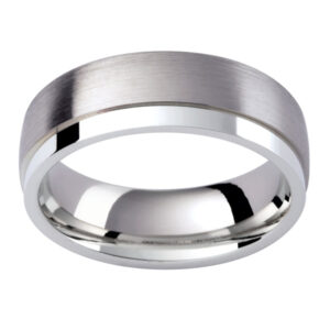 White gold wedding band with two tone effect