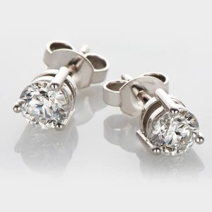 Round brilliant cut claw set diamond stud earrings