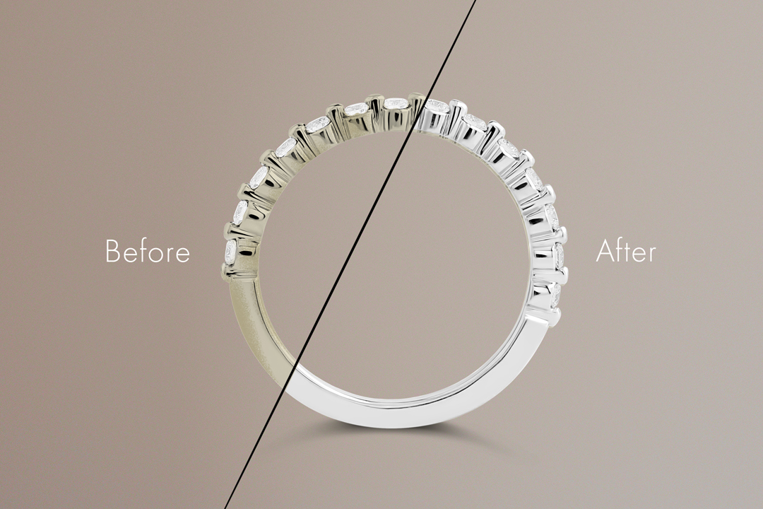Rhodium plating before and after side view