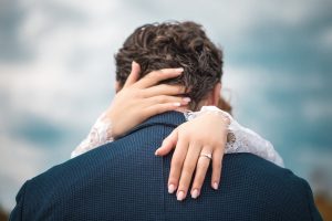 A closeup shot of a couple after a proposal