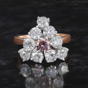 pink diamond cluster ring
