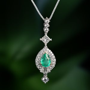 emerald and diamond pendant