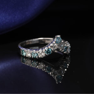 blue diamond and white diamond ring