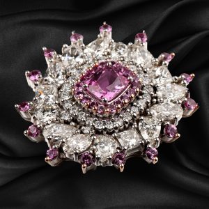 Pink Madagascar Sapphire and diamond pendant
