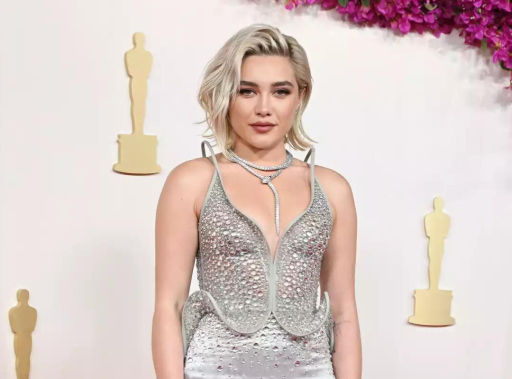 Florence Pugh Bulgari Serpenti Necklace, image courtesy of Getty images