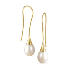 yellow gold pearl earrings