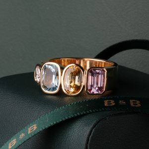 multi-coloured gemstone ring