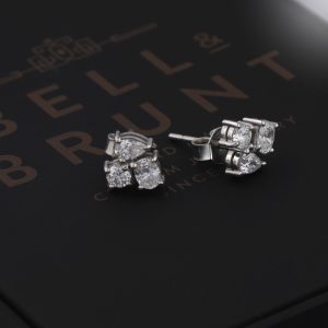 oval pear brilliant cut diamond cluster earrings
