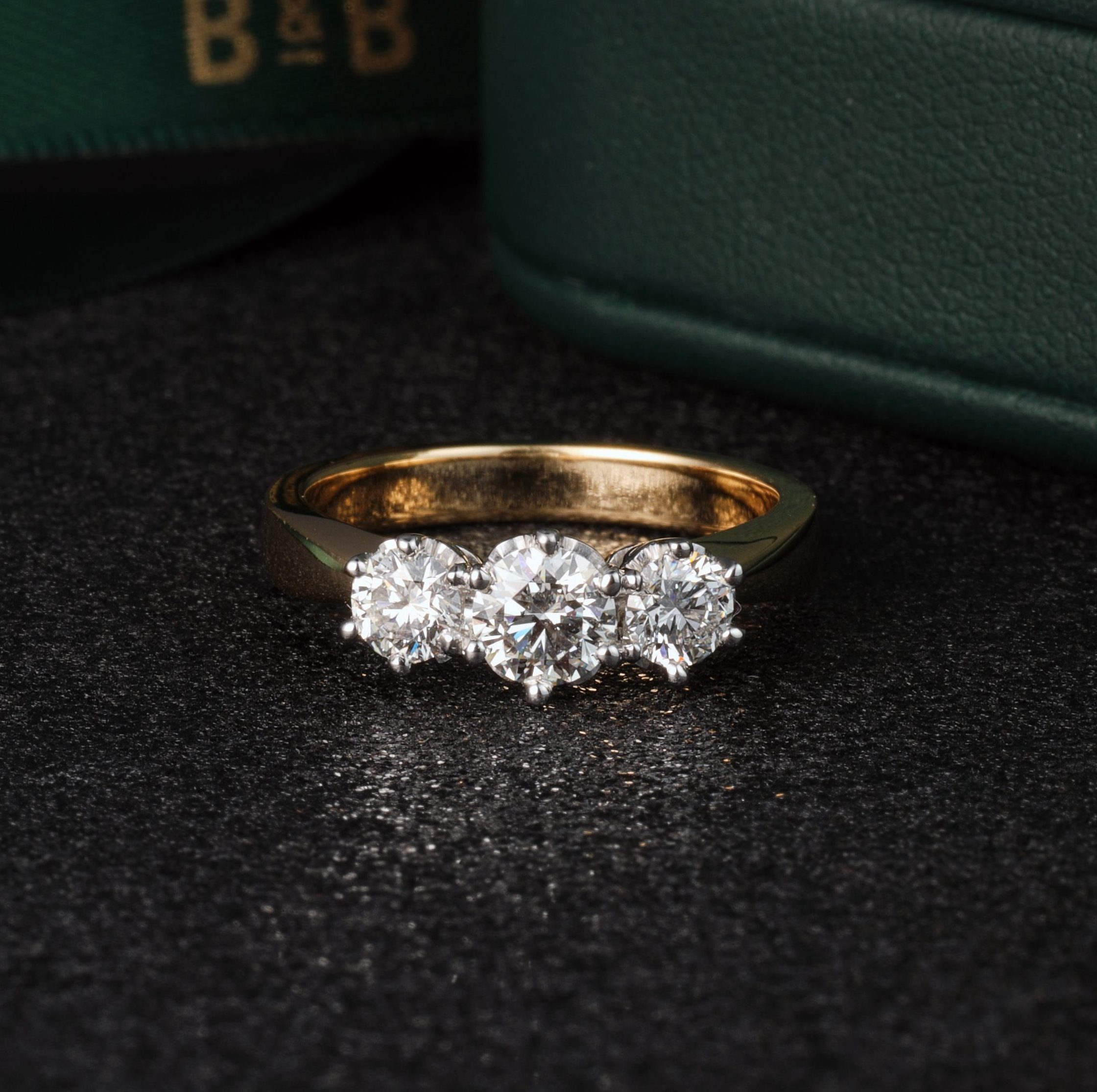 three stone diamond ring