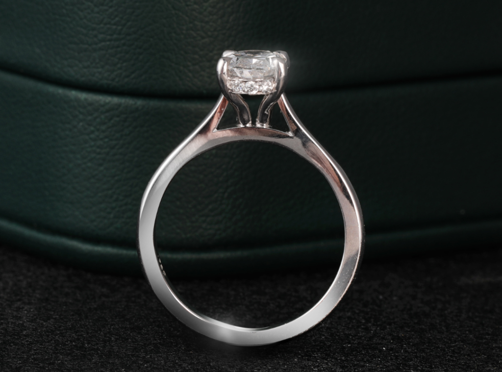 hidden halo oval engagement ring