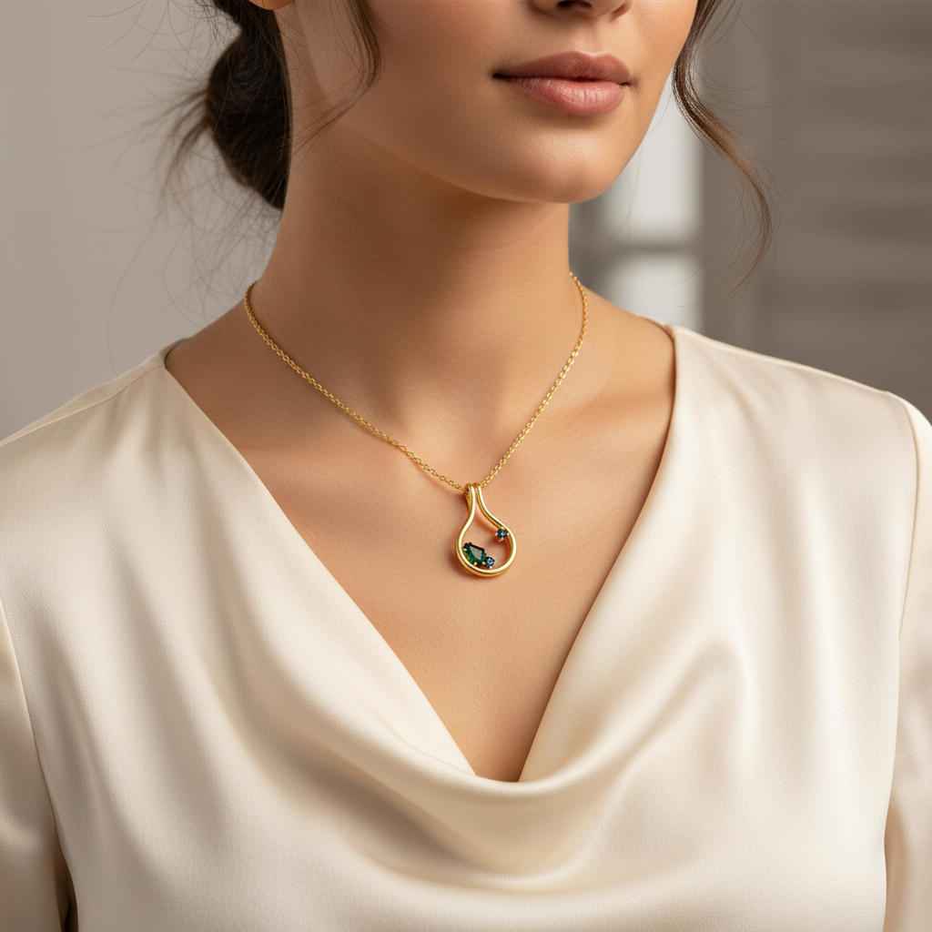 Ring Holder Necklace with Gemstones - Image 2