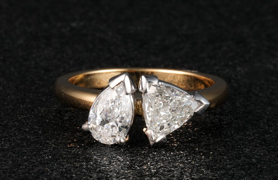 two stone diamond ring in 18ct gold