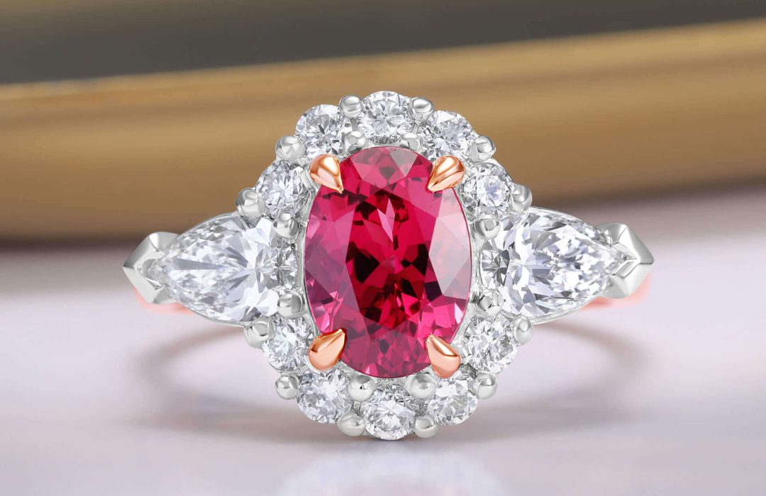 Red Spinel & Diamond Ring