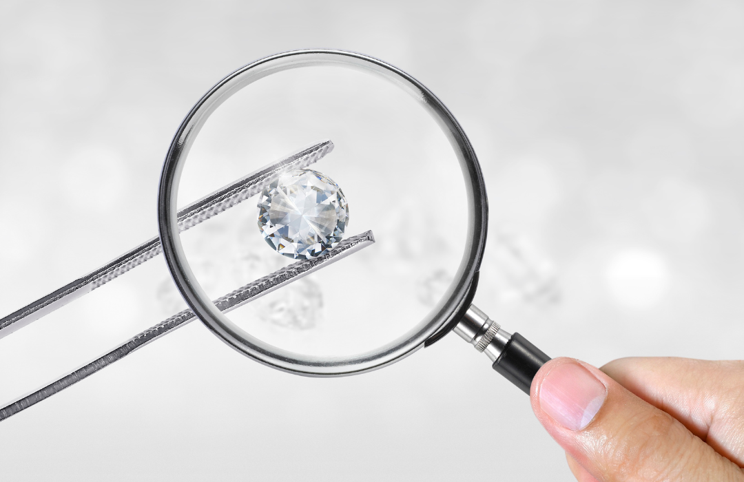 examining a diamond