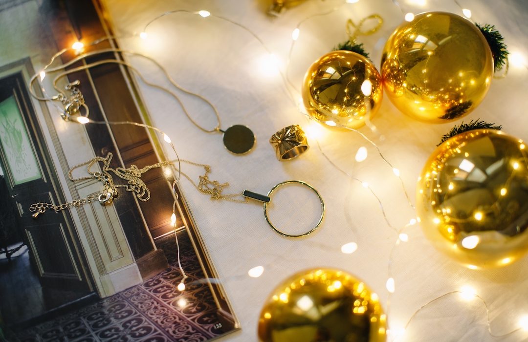 jewellery on a table for christmas gift